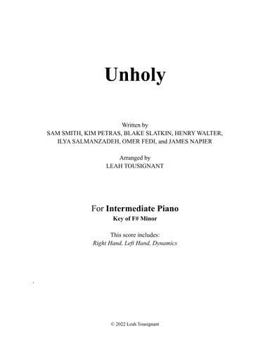 Unholy (arr. Leah Tousignant)