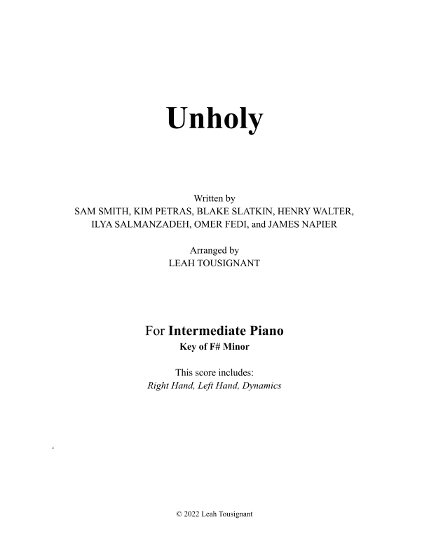 Unholy (arr. Leah Tousignant)