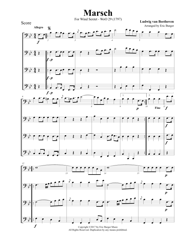 Marsch for Trombone or Low Brass Quartet (arr. Eric Burger Music)