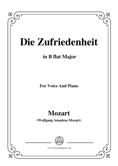 Mozart-Die zufriedenheit,in B flat Major,for Voice and Piano (arr. MSM)