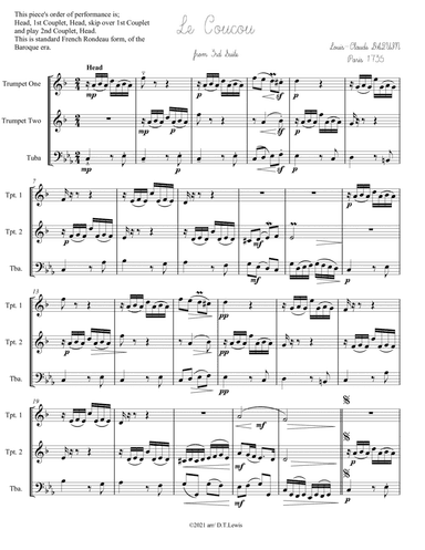 Le Coucou by DAQUIN for Brass Trio (arr. Derrick T. Lewis)