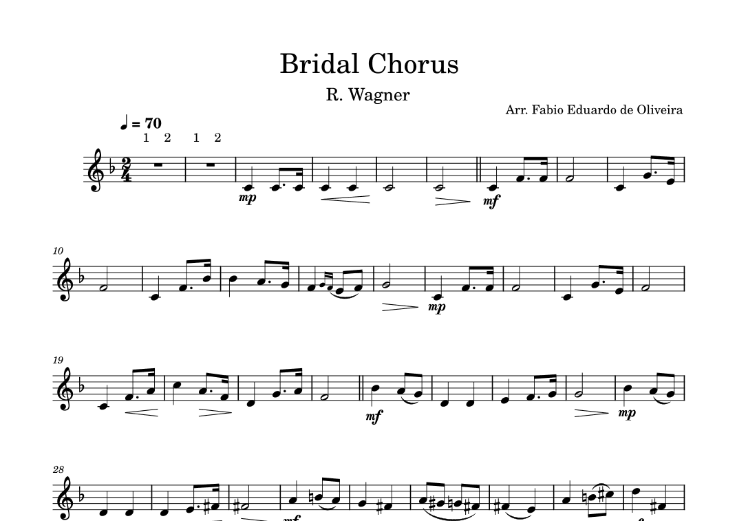 Bridal Chorus (Wagner)  - Wedding March - Easy Arrangement (arr. Fabio Eduardo de Oliveira)