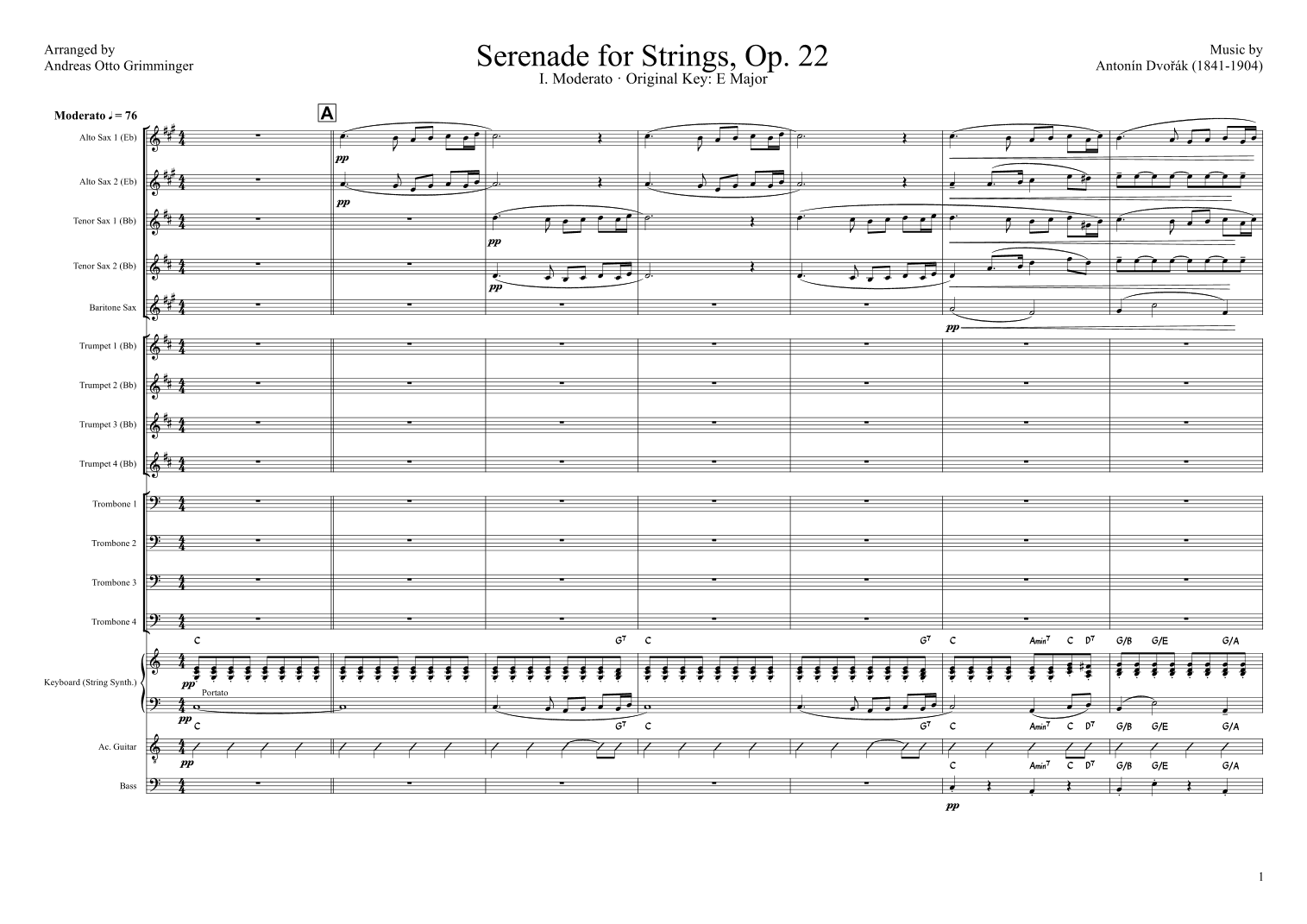 Dvorak: Serenade for Strings, Op. 22: I. Moderato - FOR BIGBAND (arr. Andreas Otto Grimminger)
