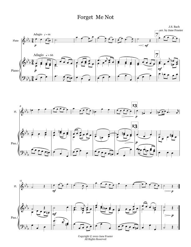 Forget Me Not (Vergiss mein nicht) (arr. Jane Frasier)