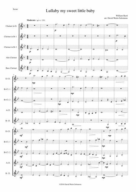 Lullaby my sweet little baby for clarinet quintet (E flat, 2 B flats, Alto, Bass) (arr. David Warin Solomons)