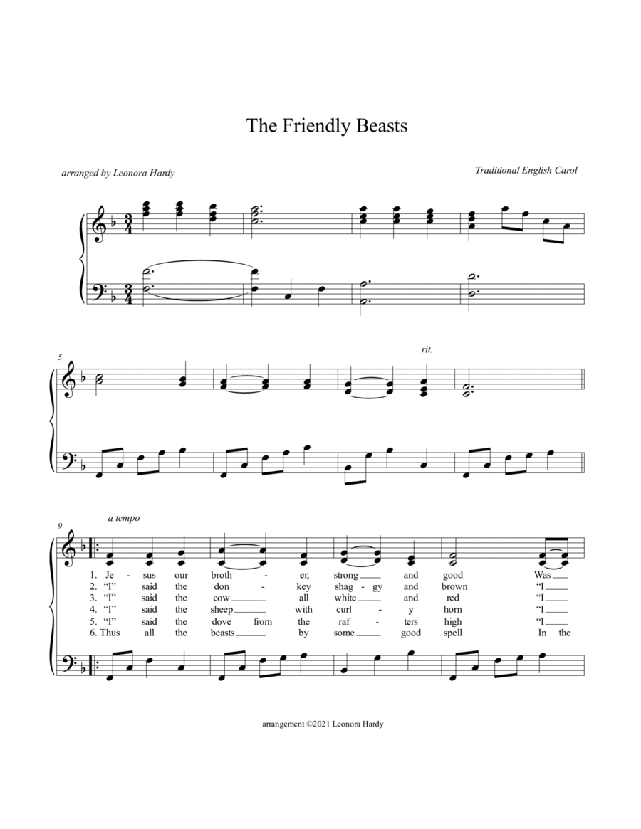 The Friendly Beasts (arr. Leonora Hardy)