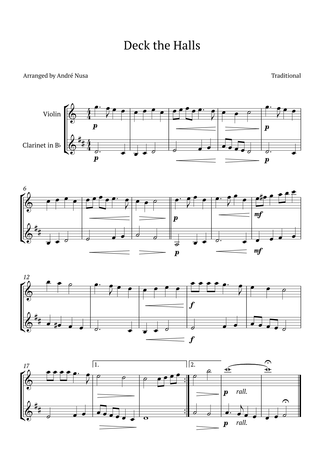 Deck the Halls (arr. André Nusa)