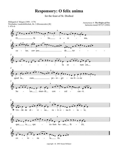 Responsory: O felix anima, from the Anonymous 4 album "The Origin of Fire"  - Score Only (arr. Susan Hellauer)
