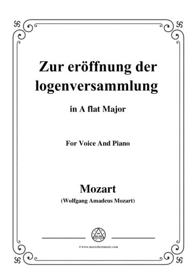 Mozart-Zur eröffnung der logenversammlung,in A flat Major,for Voice and Piano (arr. MSM)