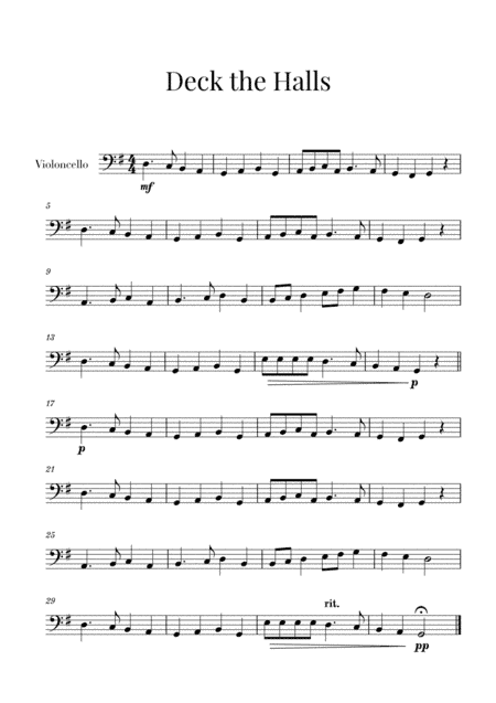 Deck the Halls (for Cello) (arr. Cadenza Editions)
