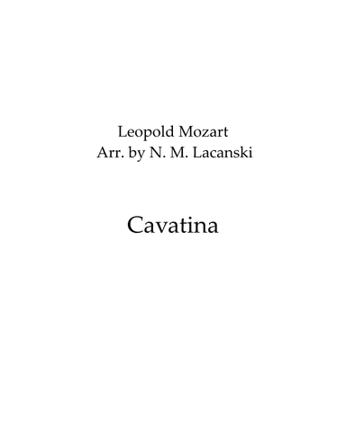 Cavatina (arr. Nick M Lacanski)