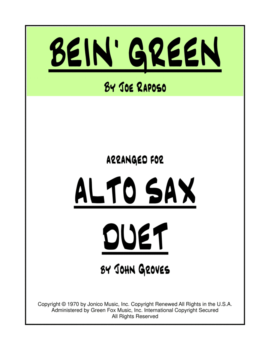 Bein' Green (arr. John Groves)