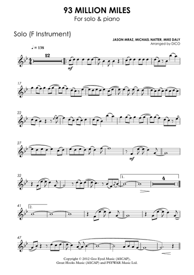 93 Million Miles (arr. Dico)