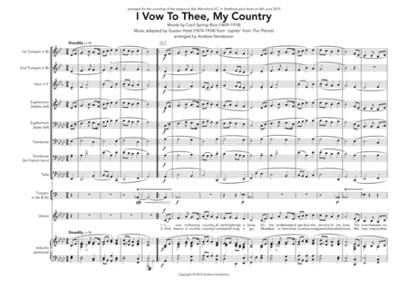 I vow to thee, my country (brass quintet + timpani, with vocal score) (arr. Andrew Henderson)