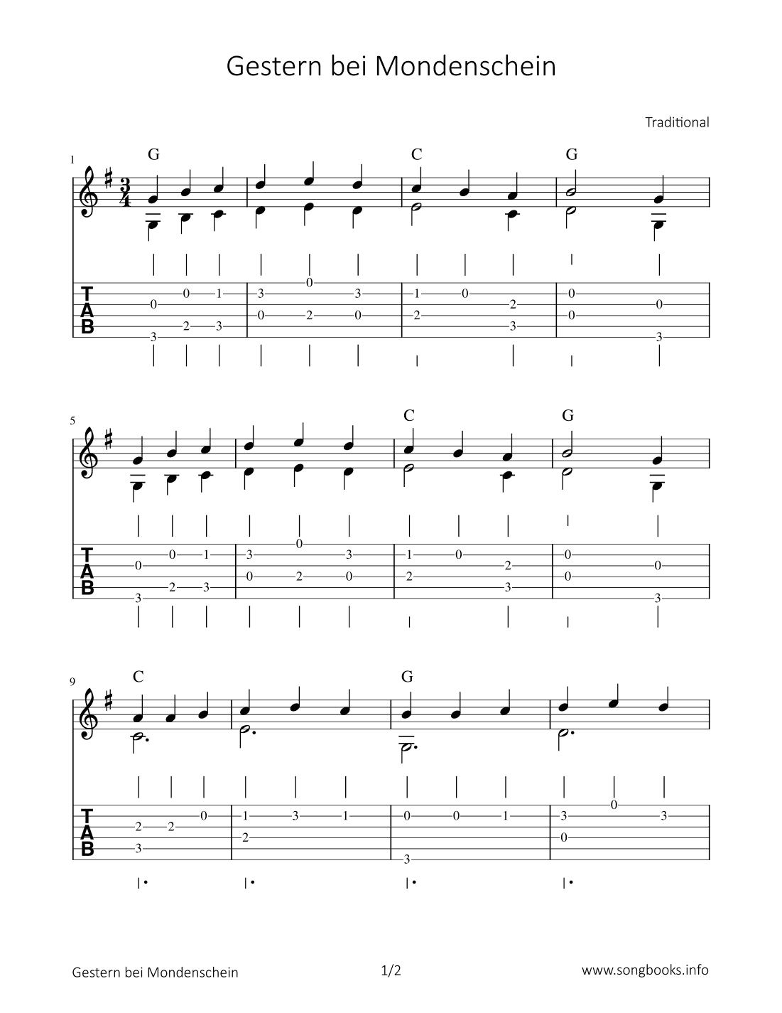 Gestern bei Mondenschein (arr. Bettina Schipp)
