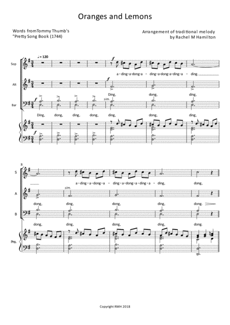 Oranges and Lemons (SAB) (arr. Rachel M Hamilton)