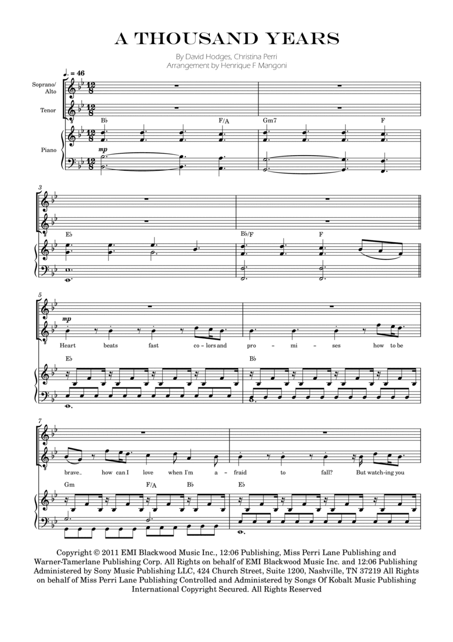 A Thousand Years (arr. Henrique F Mangoni)