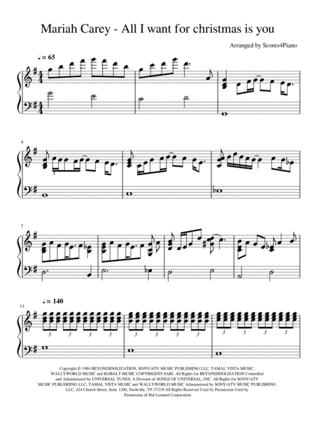All I Want For Christmas Is You (arr. Jake Cheong (Scores4piano))