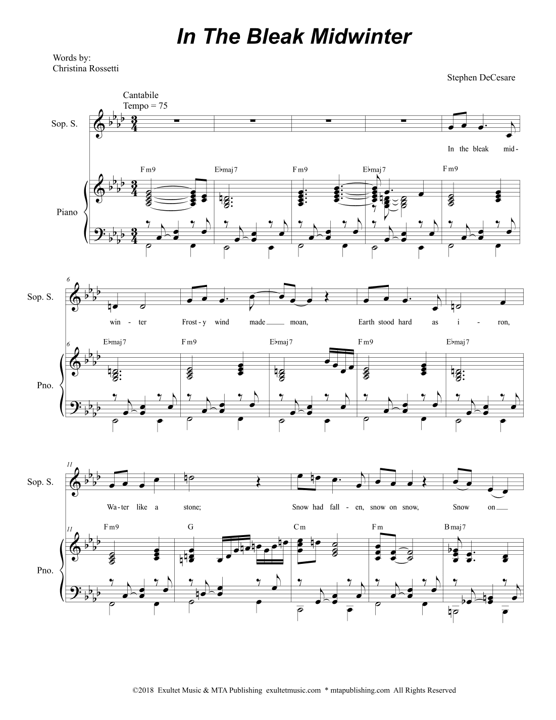 In The Bleak Midwinter (Soprano and Tenor solos with SAB)