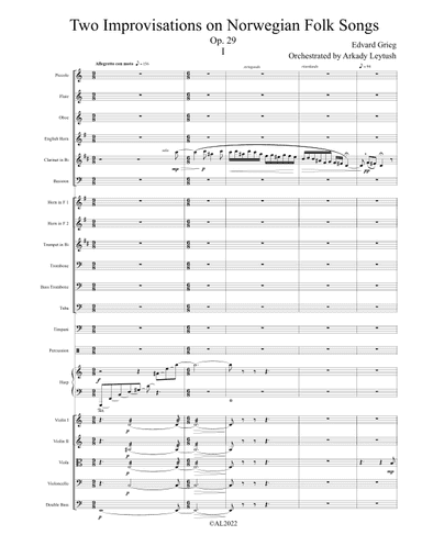 E. Grieg - Two Improvisations on Norwegian Folk songs,  op. 29  - Score Only