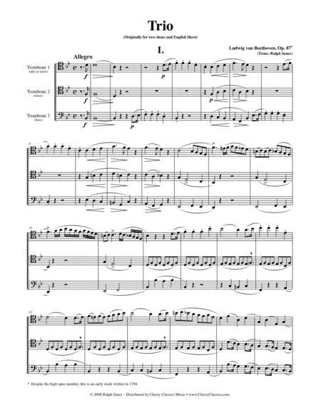 Trio Opus 87 for Three Trombones (arr. Sauer, Ralph)