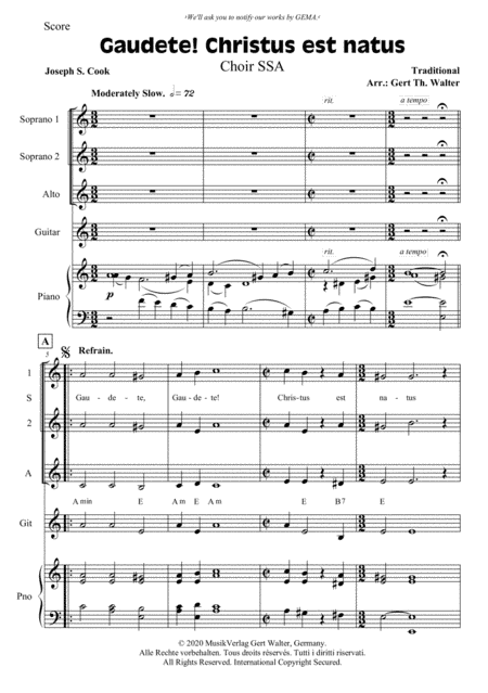 Gaudete! Christus Est Natus (arr. Gert Th. Walter)
