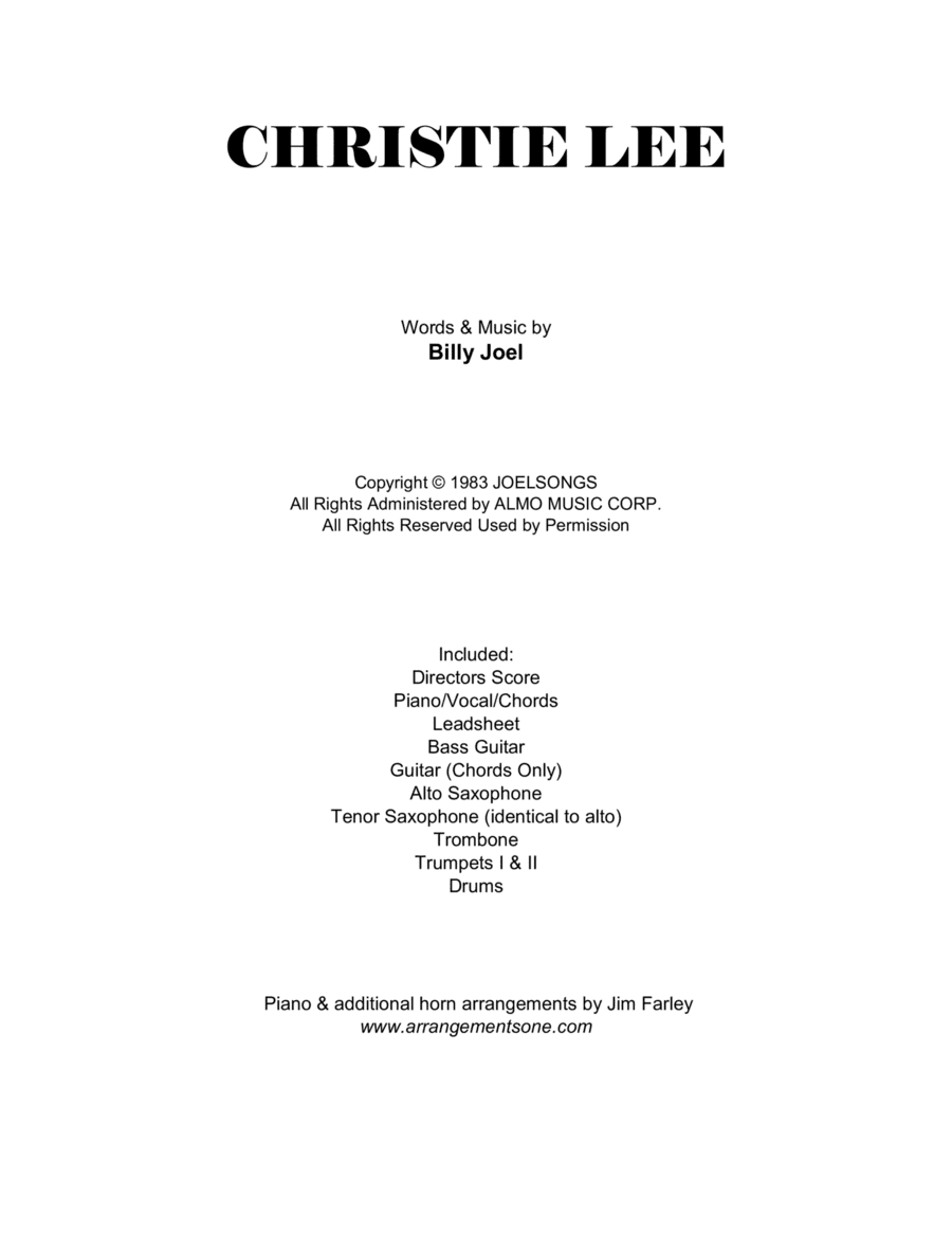 Christie Lee (arr. Jim Farley www.arrangementsone.com)