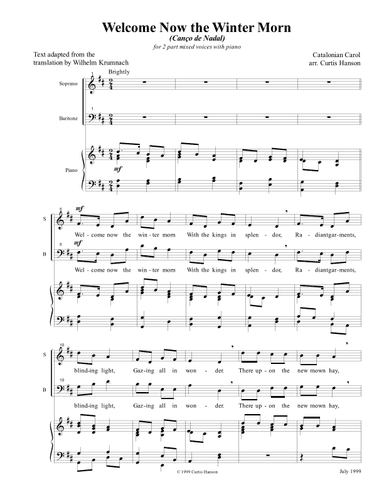 Welcome Now the Winter Morn (SB) (arr. Curtis Hanson)