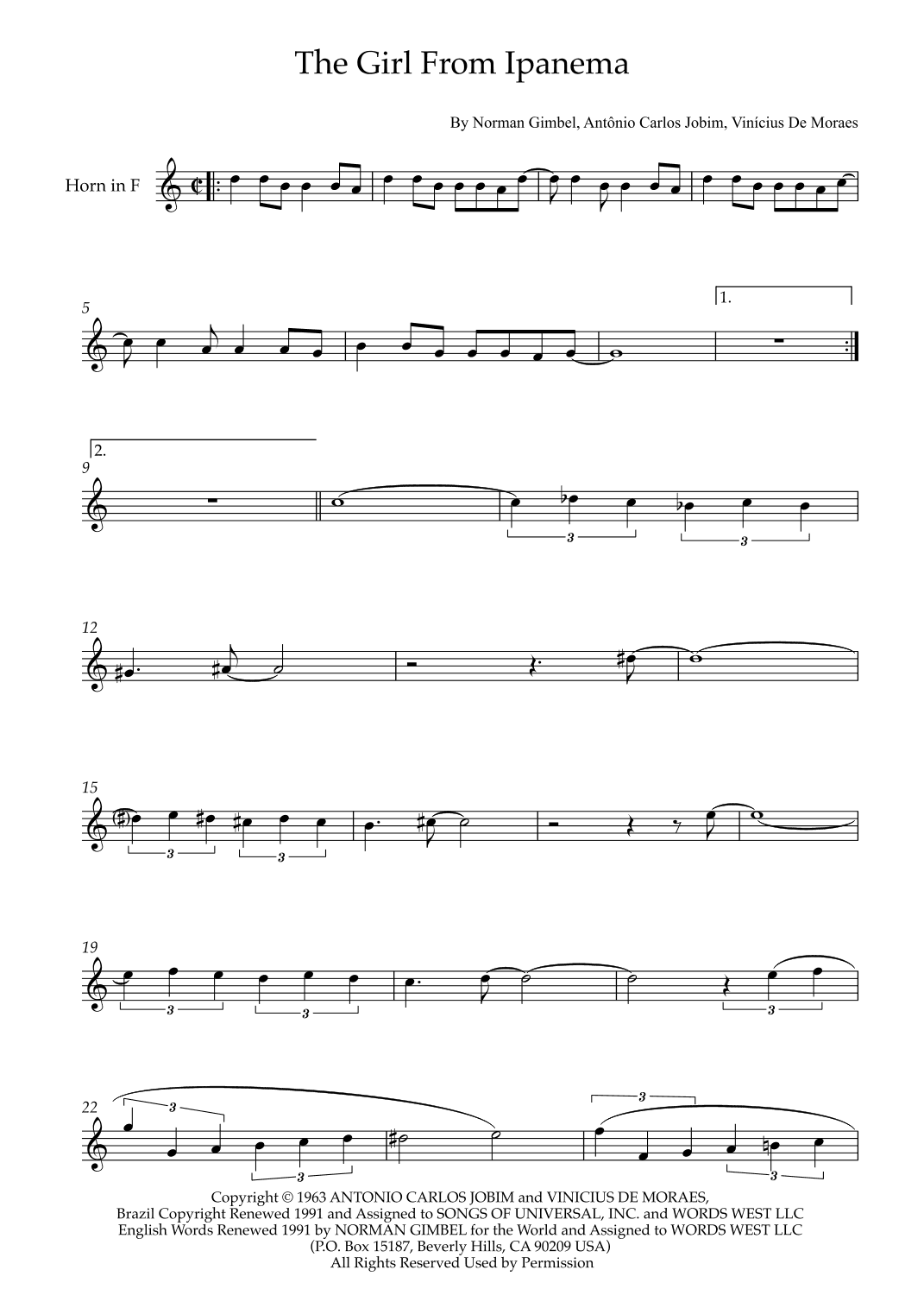 The Girl From Ipanema (garôta De Ipanema) (arr. Karen Gueiros)