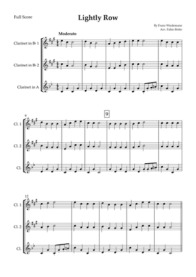 Lightly Row for Clarinet Trio (arr. Fabio Britto)