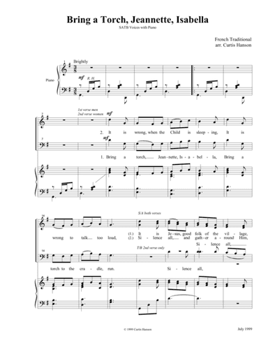 Bring a Torch, Jeannette, Isabella (SATB) (arr. Curtis Hanson)