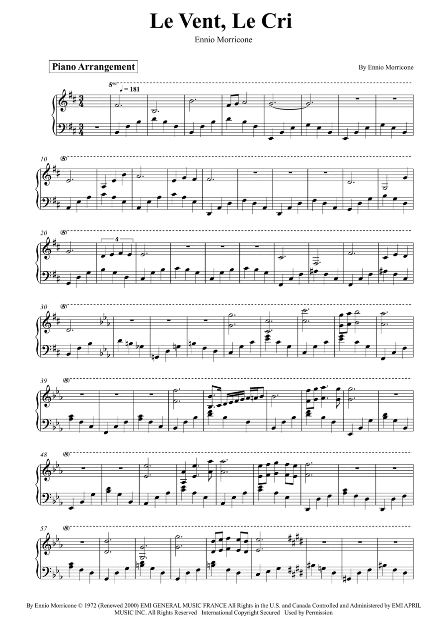 Le Vent, Le Cri (arr. Piano Go Life)