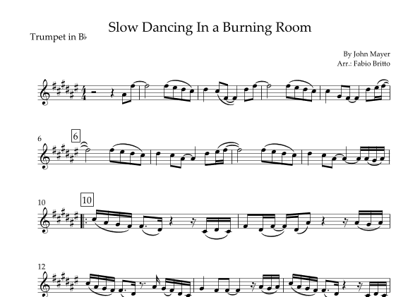 Slow Dancing In A Burning Room (arr. Fabio Britto)