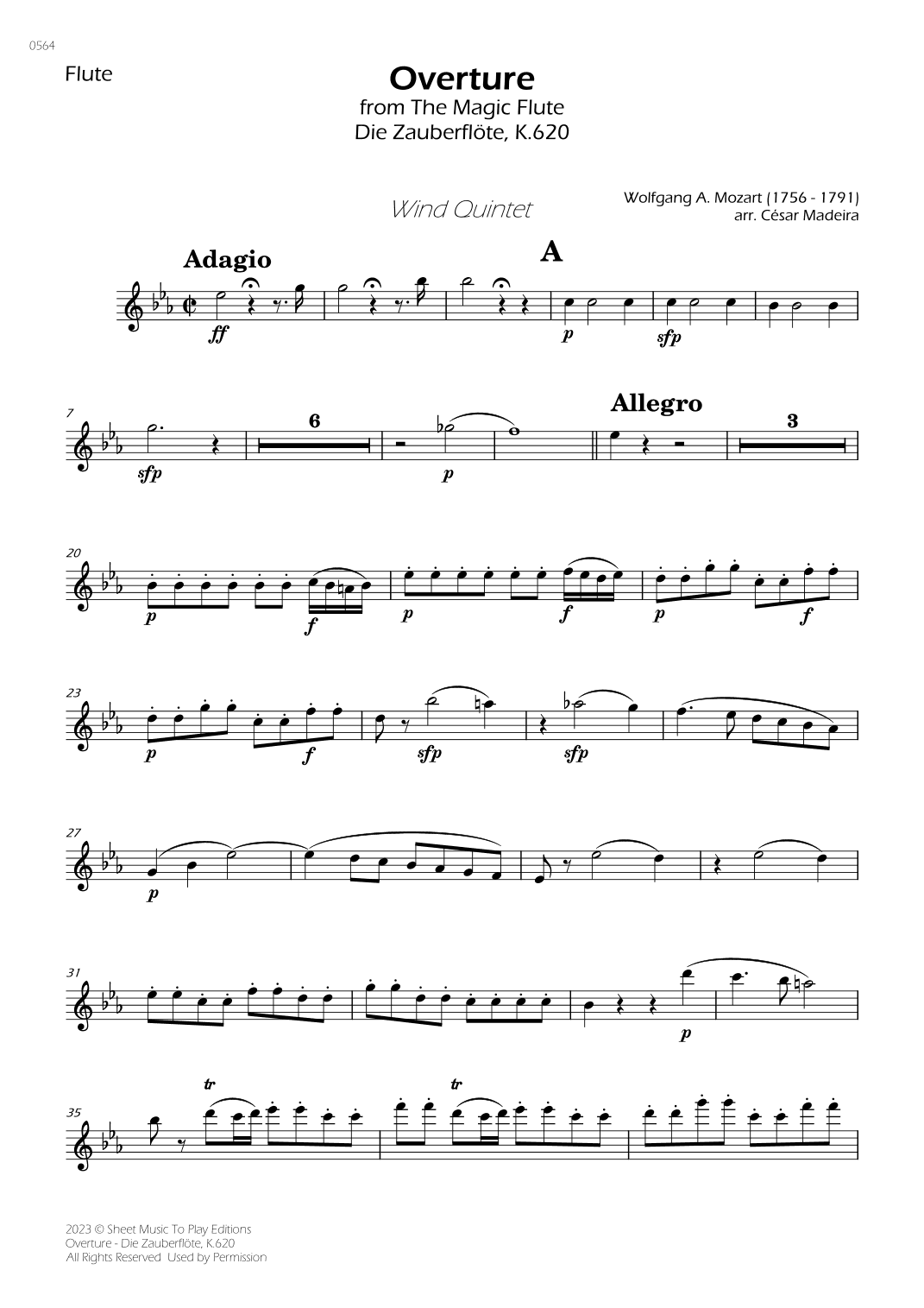 Overture from The Magic Flute - Wind Quintet (Individual Parts) (arr. César Madeira)
