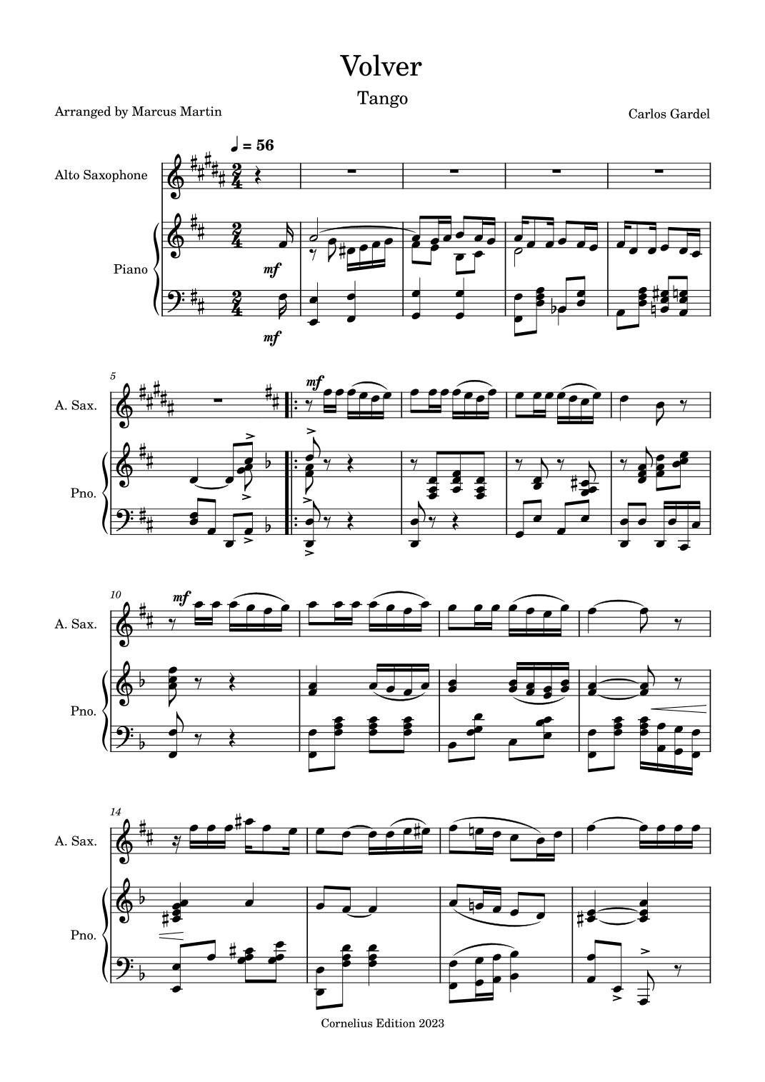 Volver for Alto Sax and Piano (arr. Marcus Martin)