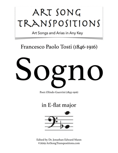 TOSTI: Sogno (transposed to E-flat major, bass clef) (arr. ArtSongTranspositions.com)