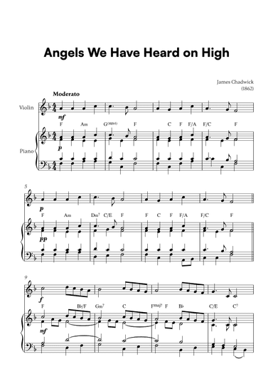 Angels we have heard on high (for Violin and Piano) (arr. Cadenza Editions)