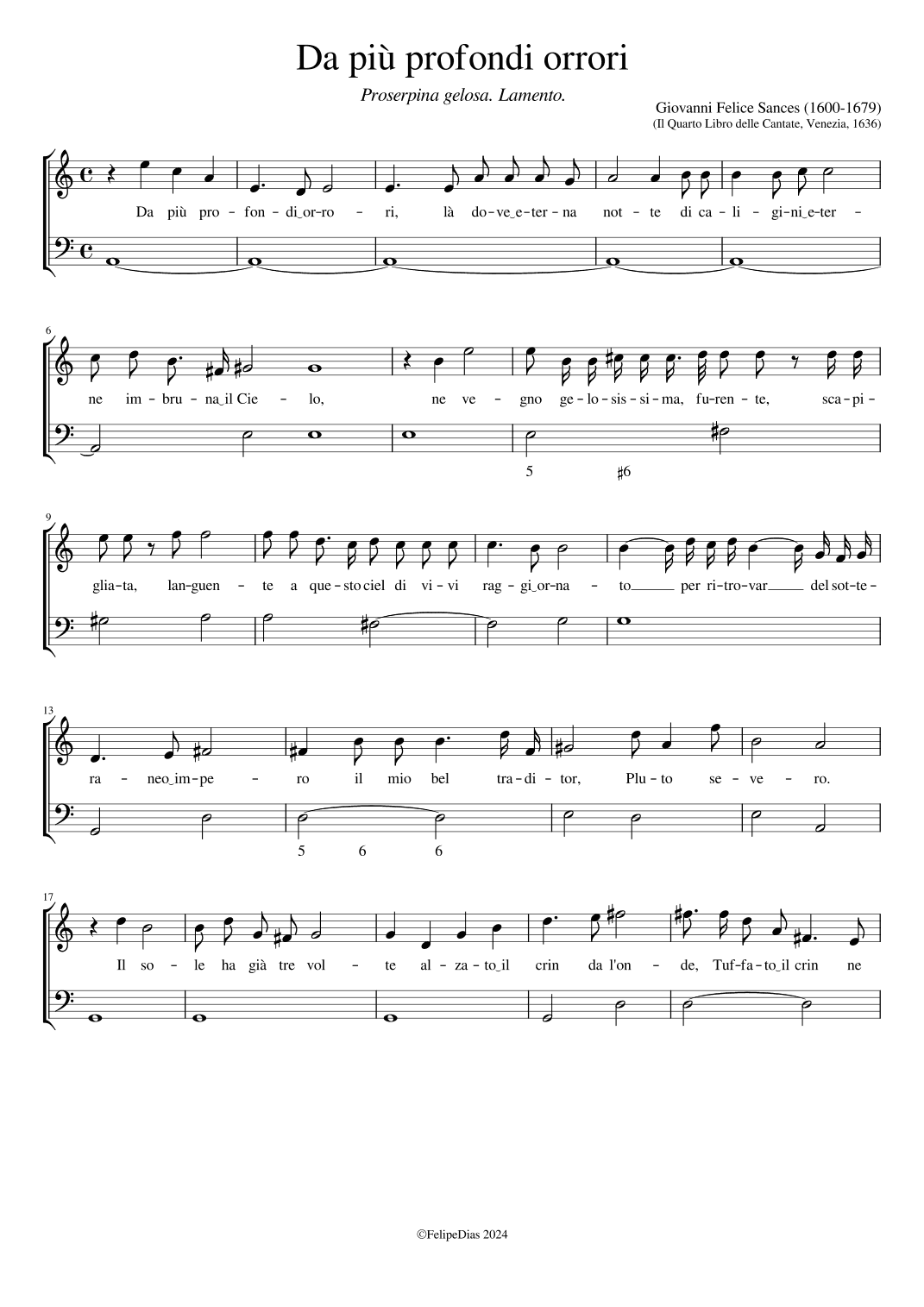 Proserpina gelosa: Da più profondi orrori (arr. Early Music Scores)