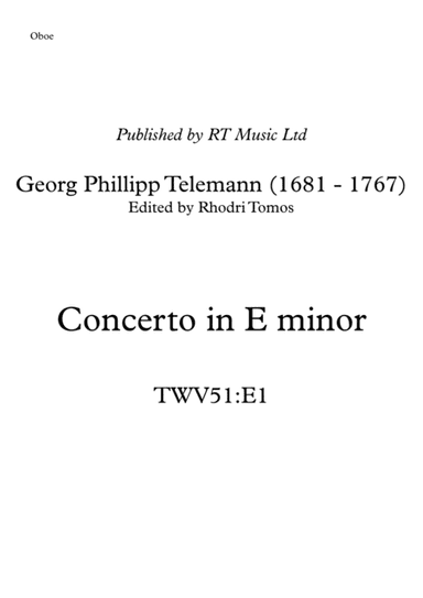Telemann Concerto in E minor (TWV51:E1). Solo parts for oboe and trumpets. (arr. Rhodri Tomos)