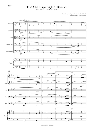 The Star-Spangled Banner - EUA Hymn (Strings Quintet) Piano (arr. Cadu Barcelos)