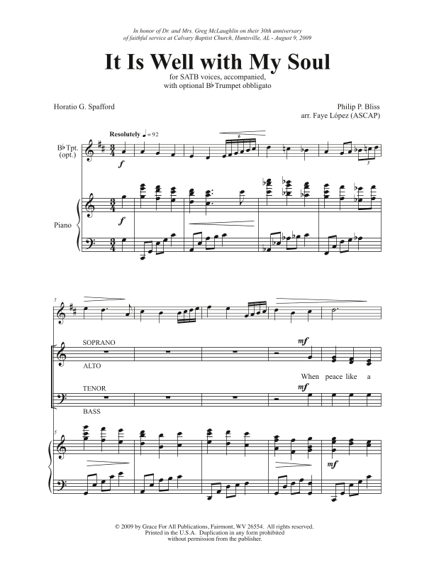 It Is Well (arr. Faye Lopez)