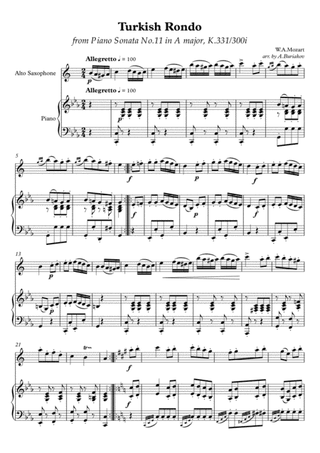 Turkish Rondo (alto saxophone) (arr. A.Buriakov)