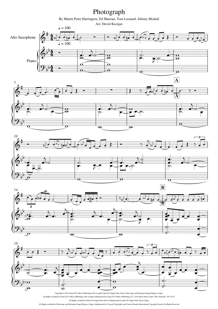 Photograph (arr. David Kocijan)