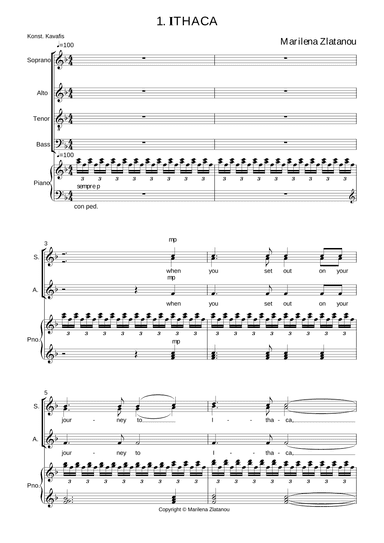 ITHACA, for SATB choir and piano