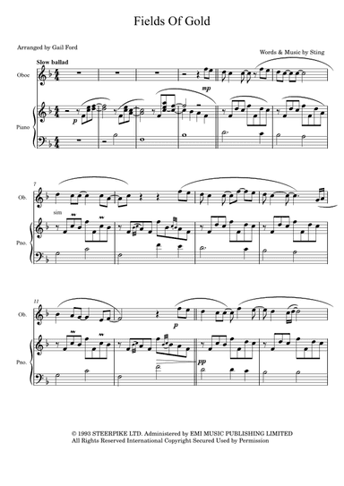 Fields Of Gold (arr. Gail Ford)