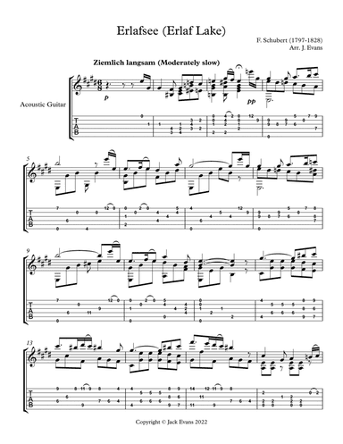 Schubert Erlafsee - solo guitar (arr. Jack Evans)