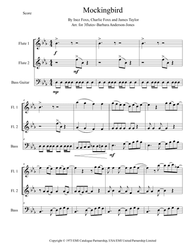 Mockingbird - Score Only (arr. Barbara Anderson-Jones)