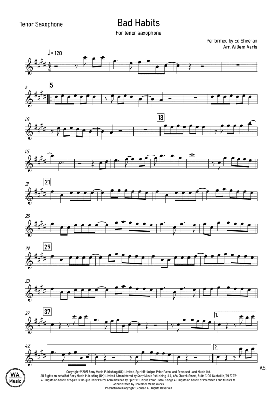 Bad Habits (arr. Willem Aarts)