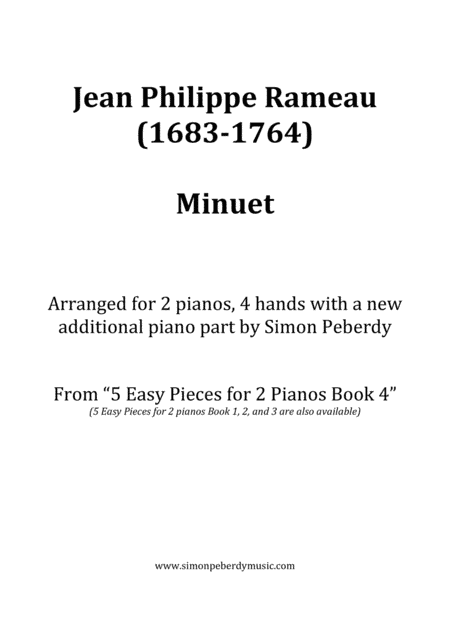 Minuet (J P Rameau) arranged for 2 pianos, 4 hands by Simon Peberdy (arr. Simon Peberdy)