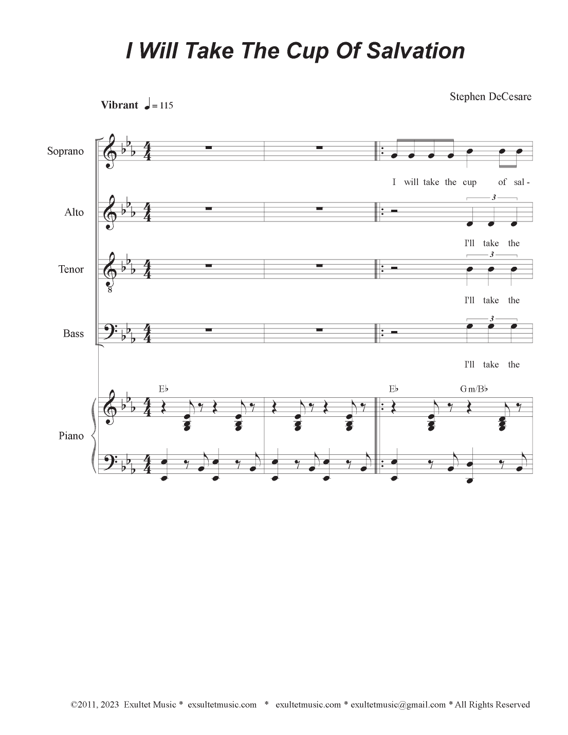 I Will Take The Cup Of Salvation (SATB)